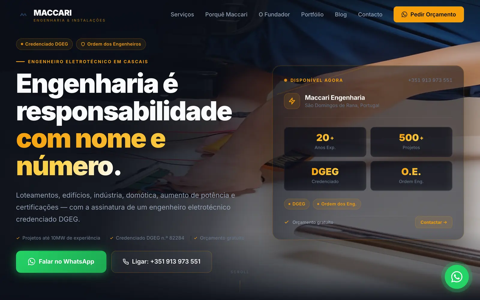 Site de Maccari Engenharia — Engenharia eletrotécnica