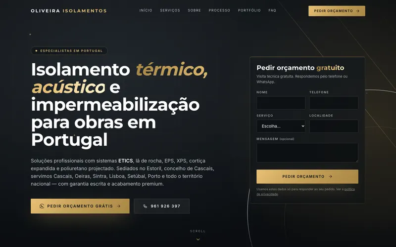 Homepage of Oliveira Isolamentos (oliveiraisolamentos.pt)