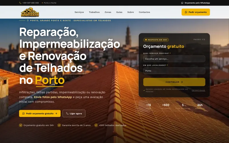 Homepage of Telhados Renovados (telhadosrenovados.pt)
